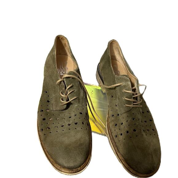 Miz Mooz Handcrafted Suede Oxford Chic Brogue Perforation Flat Loafers Shoes 9.5 - Picture 4 of 9